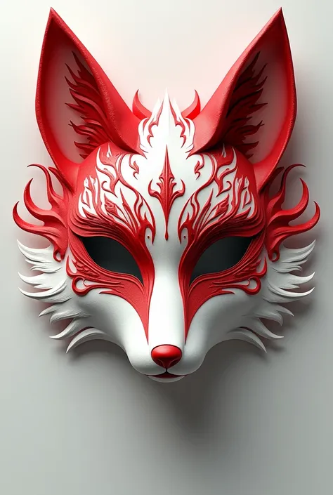 Red and white fox mask, without people in the background 
