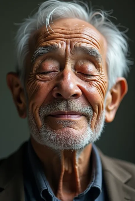 Old mans face that expresses peace