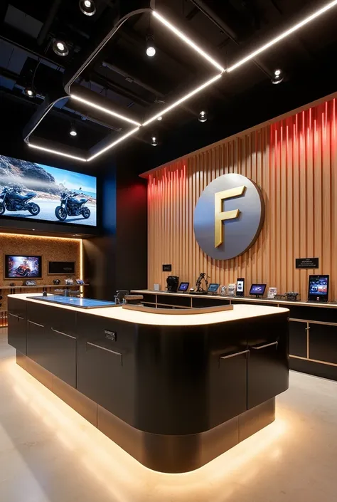 The Checkout Area in the FAMEL Flagship Store is a spacious and innovative space, combining elegance with modern technology. The centerpiece is a floating black metal counter with beige wood inlays and curved edges, evoking FAMEL’s sleek design language.

...