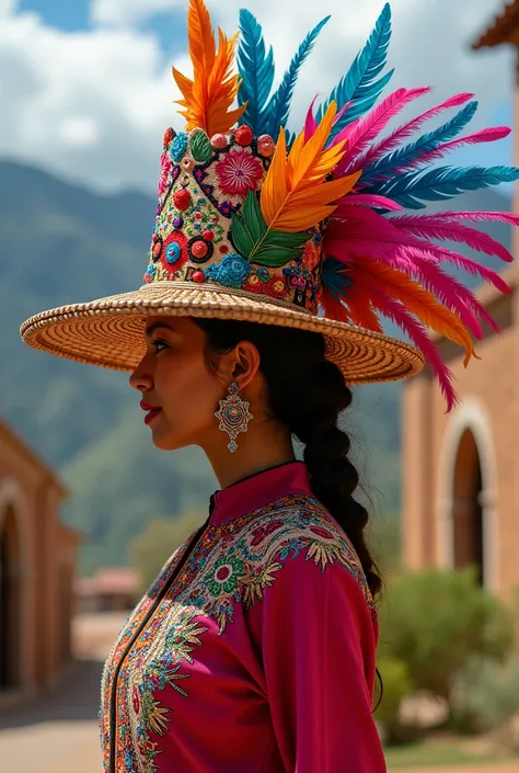 Hat drawing from the Contradanza dance of Peru with crisp colors