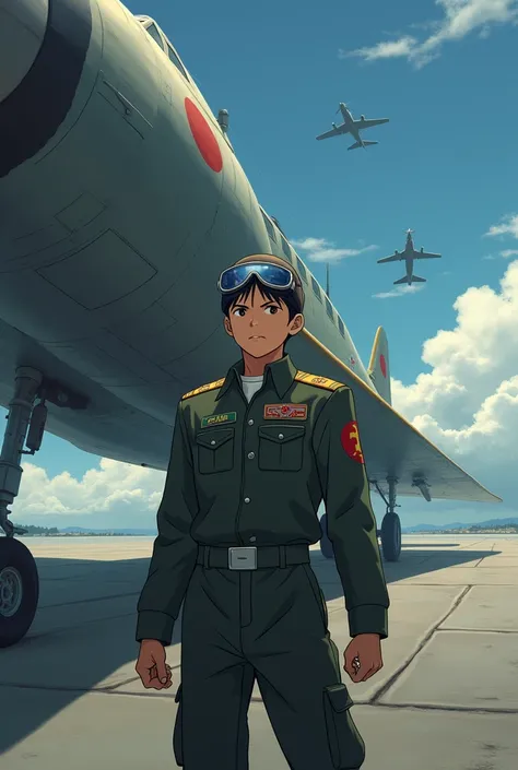 
A kamikaze about to take off for his mission anime version