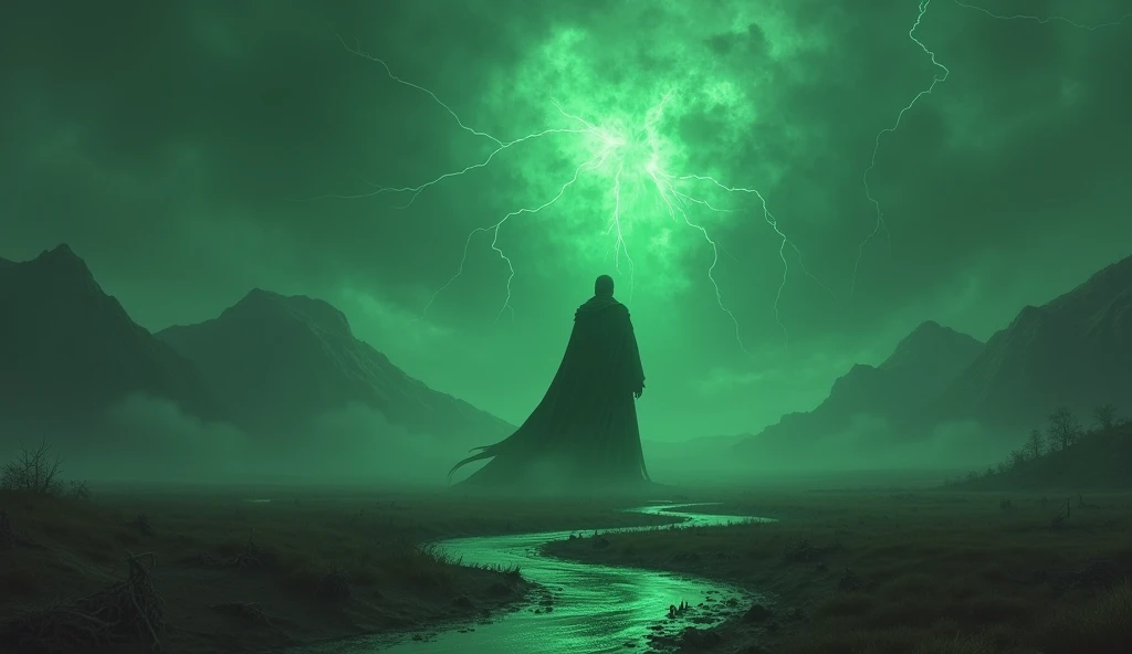  The Dimension of the Plagues is a dark and desolate kingdom .  The sky is dark and pulsating green ,  cut by greenish lightning .  Barren fields and mountains covered in poisonous mist stretch as far as the eye can see.  Rivers of corrosive emerald liquid...