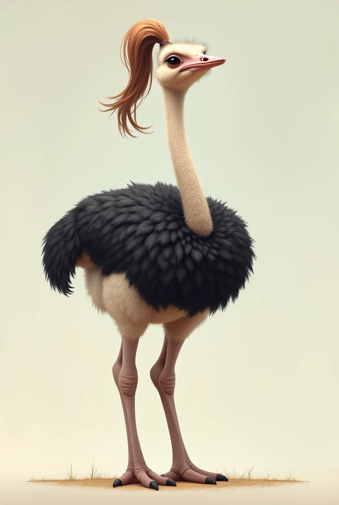 Ostrich with a ponytail