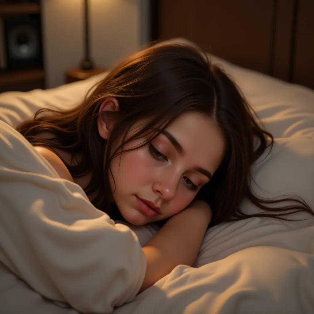 a sleeping girl,isabella,beautiful detailed eyes,beautiful detailed lips,extremely detailed face and features,long eyelashes,young woman sleeping peacefully,cozy bedroom interior,soft lighting,warm color palette,dreamy atmosphere,high quality digital art,d...