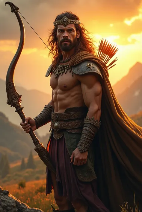 *"A highly detailed and ultra-realistic depiction of the zodiac sign Sagittarius personified as a divine male figure, embodying freedom, adventure, optimism, and independence. The god stands tall and athletic, with a muscular and well-defined physique that...