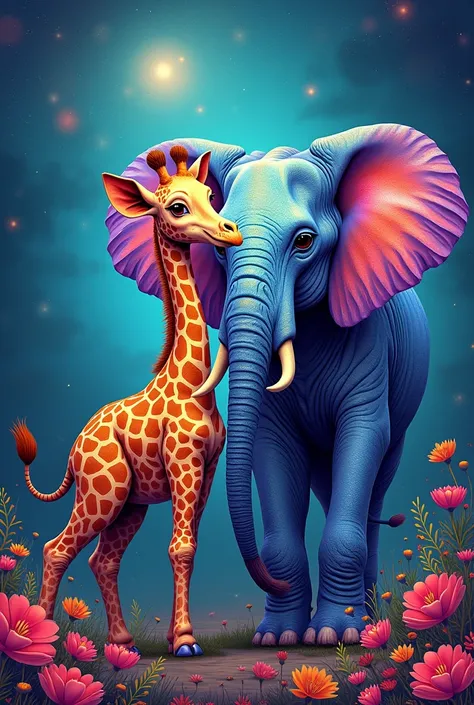 animal、Giraffe and Elephant、Giraffe and Elephantのボディは、Colorful colors、 the design looks like a mandala、art、 colorful and beautiful throughout、Mandala、
 elephants are also large and powerful African elephants、Giraffes are big and adorable、Giraffe and Elepha...