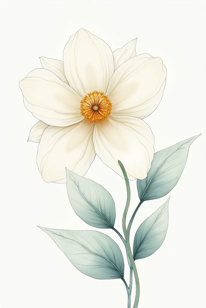 Halzions white flower、Watercolor touch illustration