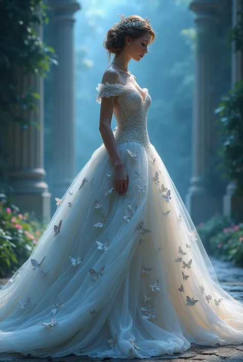 Big ball gown flaunting etheral unique design and colour 🦋