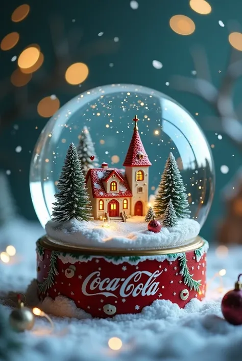 A snow globe , Natal , pine, coca cola, luzes de Natal