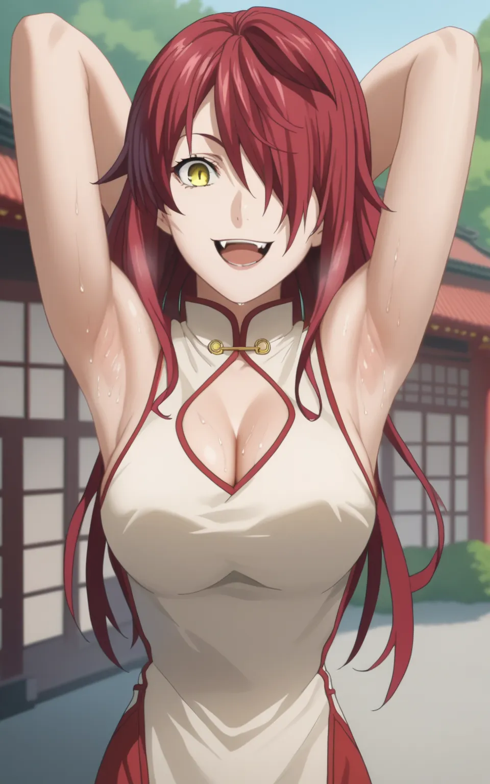 score_9, score_8_up, score_7_up, source_anime, anime screencap, 1girl, solo, kobayashi rindou, long hair, red hair, yellow eyes,...