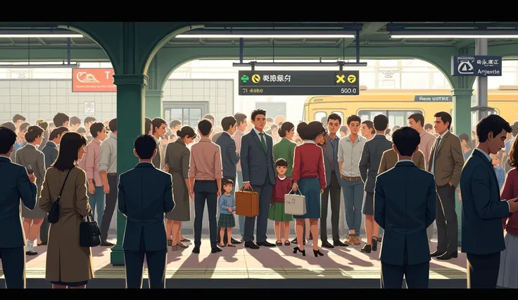 People waiting for a train on a subway platform