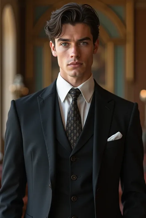  Robert is a 23-year-old aristocrat ,  with a well-defined jaw and balanced features . He is tall, with about 1,85m,  and has an impeccable posture ,  as a result of the requirements of his strict upbringing .  His hair is dark brown ,  slightly wavy and w...