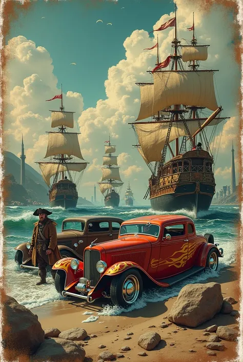 amazing postcard vintage of pirates mixed with hotros contemporany