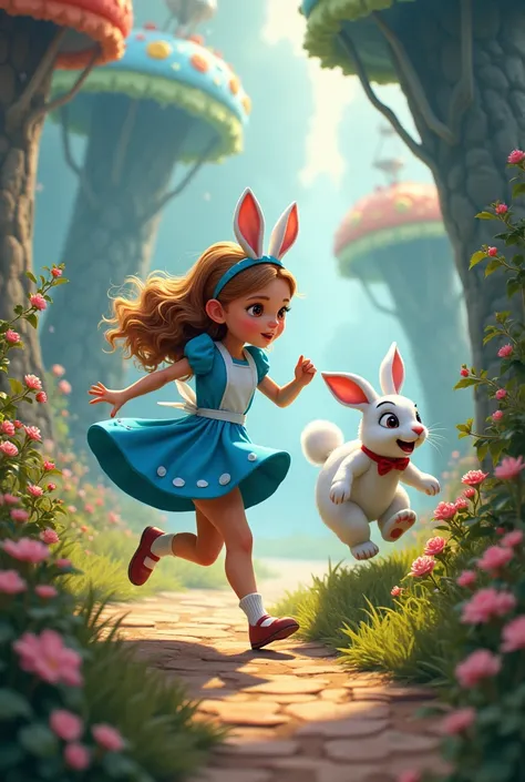 ALICE IS CHASING A WHITE RABBIT