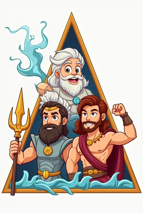 Zeus, Poseidón, Atenea, Hércules Cartoon inside a triangle Not so difficult, 2D