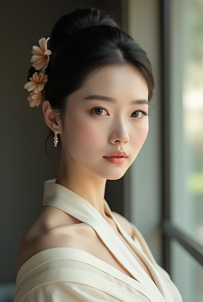  Korean lady in her 40s, elegant and extremely beautiful  