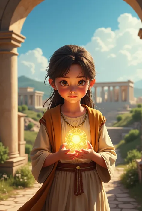 Young girl apprentice historian finds a magical amulet that transports her to the past to learn about citizenship in Ancient Greece.