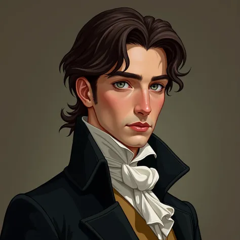  Robert is a 23-year-old aristocrat ,  with a well-defined jaw and balanced features . He is tall, with about 1,85m,  and has an impeccable posture ,  as a result of the requirements of his strict upbringing .  His hair is dark brown ,  slightly wavy and w...