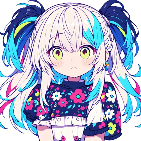 to you,] neon color、 dynamic best composition 、Simple Background、Seven hair colors、cute、