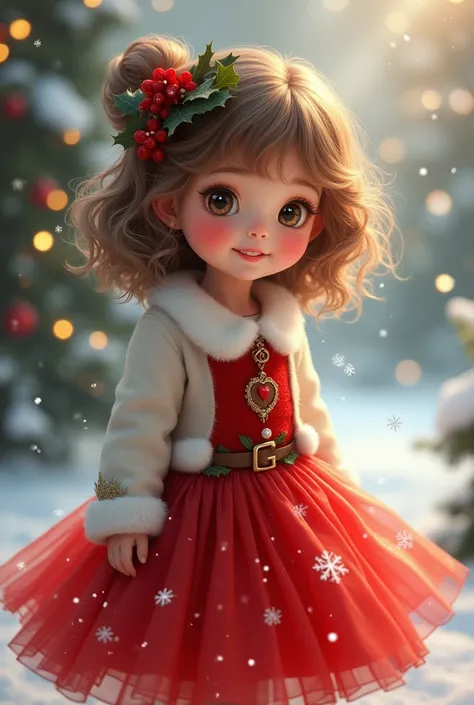 Cute chrismass girl red color skirt wered