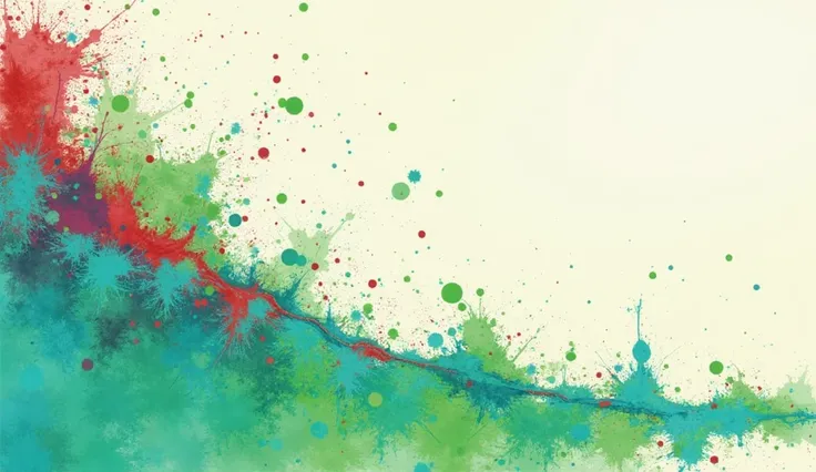 Paint,Abstract, colorful ,Casual,punching ,green,white,light blue,red,キャンパスにCasualに描く,