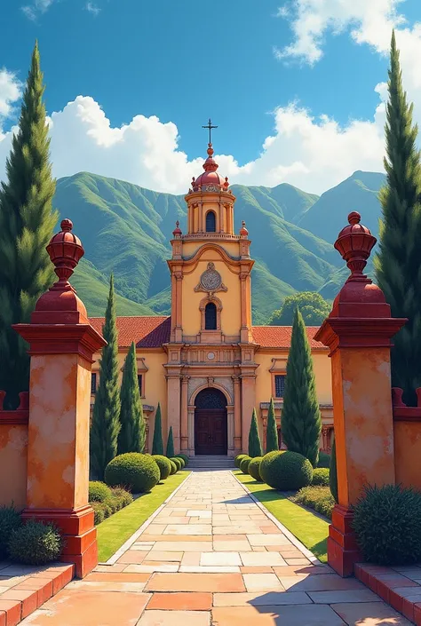 Generate a painting by Carlos Enrique Polanco related to the Universidad Mayor de San Marcos in Peru, with characteristics of vibrant and Andean colors, painted with watercolors 