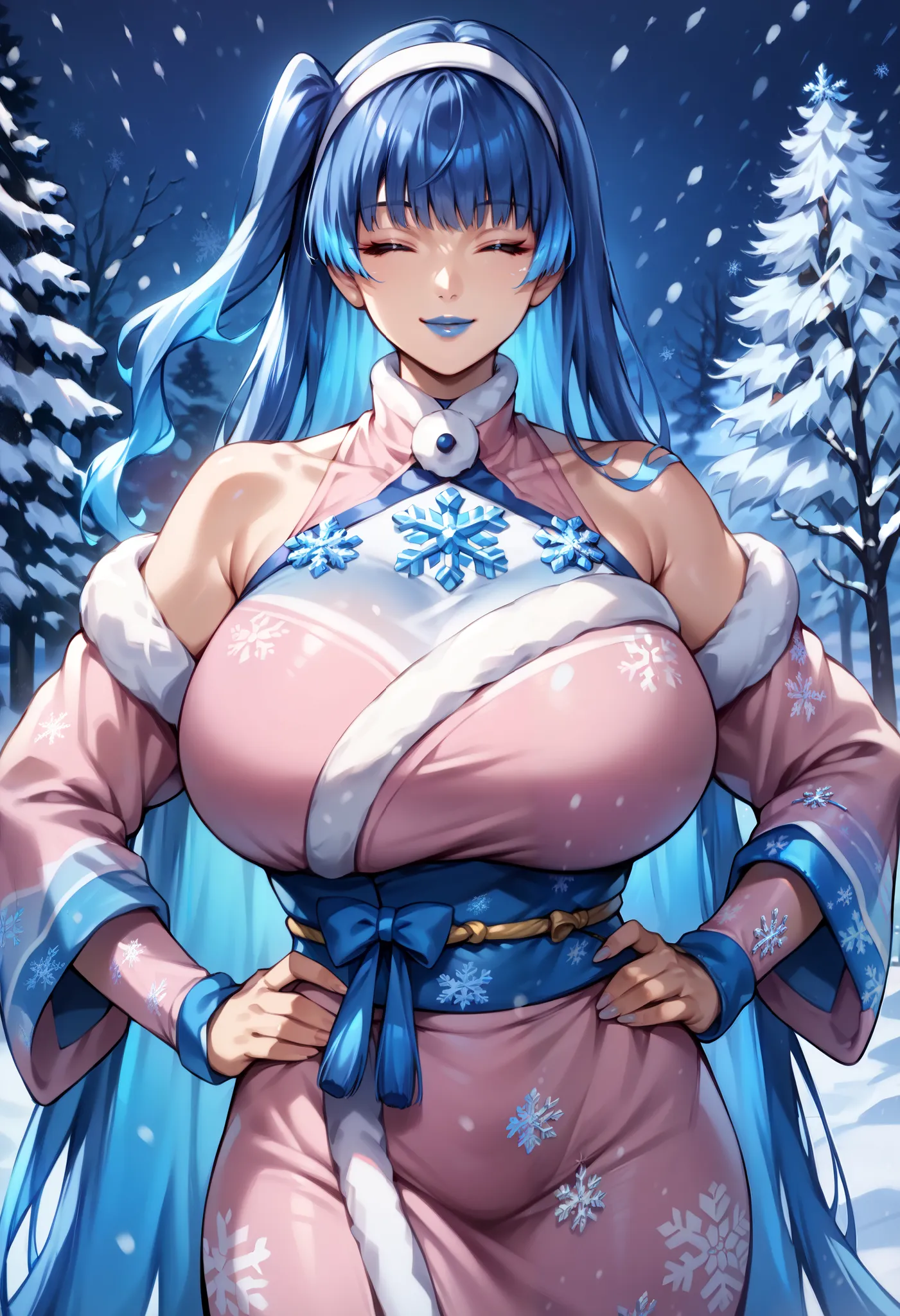 score_9, score_8_up, score_7_up, 1girl, milf, solo, sena, (huge breasts:1.2), (((blue hair), very long hair, bangs, long sideloc...