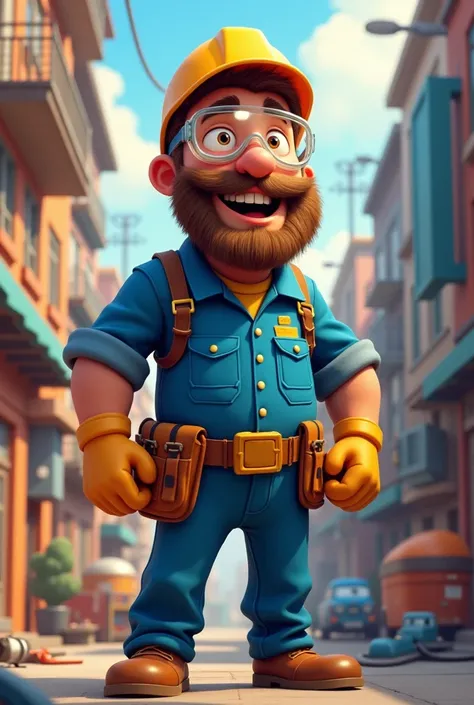 Animated electrician with beard