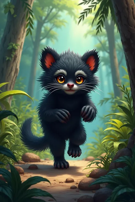 a michievous Binturong exploring the unkown