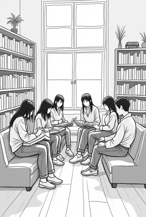 Sketch of a black and white reading workshop