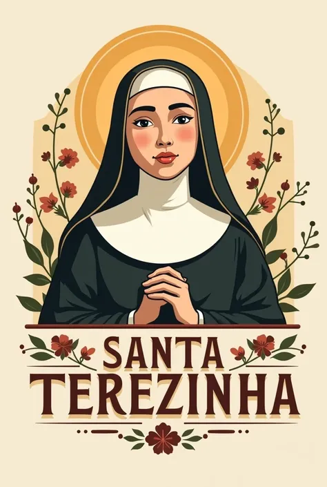 Make a logo with the name Santa Terezinha restaurant and the image of the saint