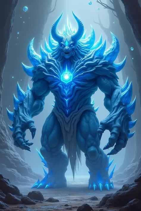 Blue stone monster with blue stone on its chest