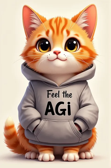  A cute cat wearing a hoodie with Feel the agi written on it