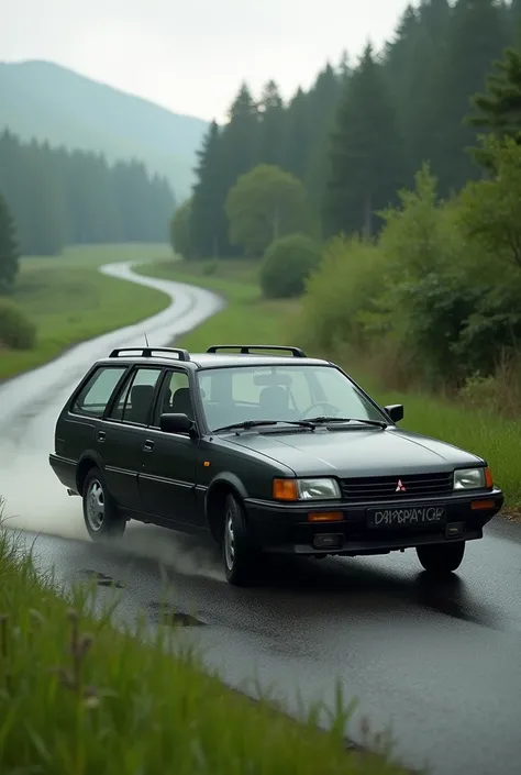 Mitsubishi lancer wagon 91, color negro mate,  on the road