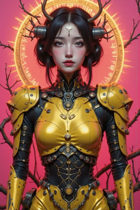 robot japanese goddess, wires, buttons, circuits, vines, twigs, nature, science, dramatic, sexy, romanticism, cyberpunk, neo-classical, experimentalism, baroque, impressionism, expressionism, unexplained beauty, avant garde, art deco, art nouveau, science ...