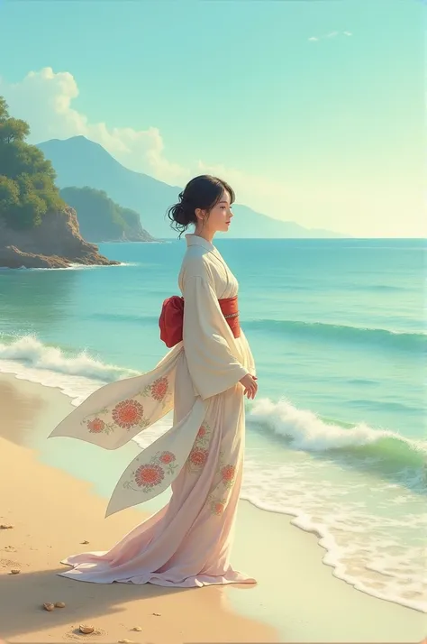 JAPANESE WOMAN ON THE BEACH
