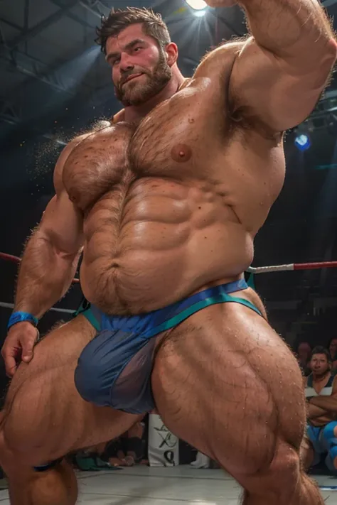  shirtless fat middle aged male bodybuilder。Huge belly。 huge muscles。
 dynamic fighting pose。 Pro Wrestling。
(jockstrap:1.5)。( extremely huge bulge :1.5)。
(Hairy:1.5)。(Excess body hair:1.5)。
barefoot。( tanned skin:1.5)。 shiny skin。 pubic skin。
Precise depi...