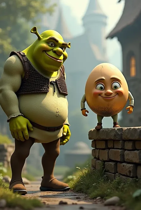 Shrek next to Humpty Dumpty and the meme of the character Xill de Cojones