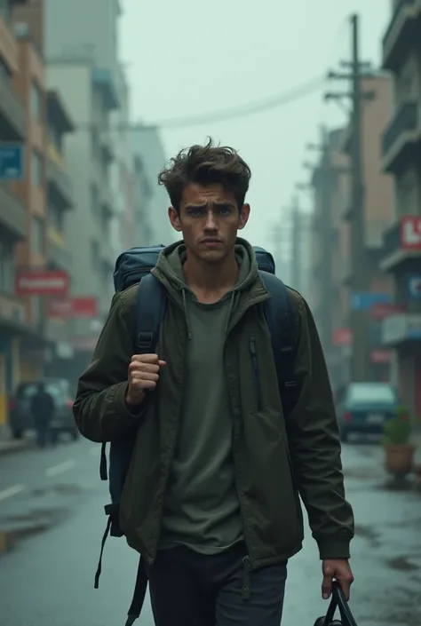 Alex walks the streets alone with a backpack on his shoulder, his face is worried but seems determined when, in an announcement, it seems that global disasters are on the rise, the planet will not survive the impact.