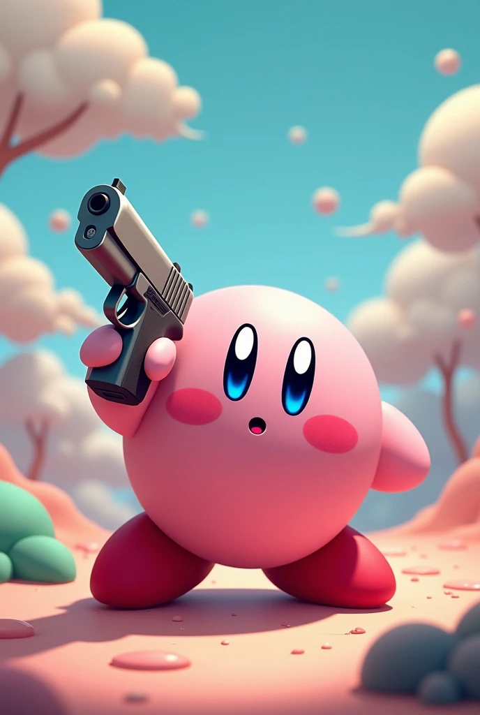 kirby with a gun