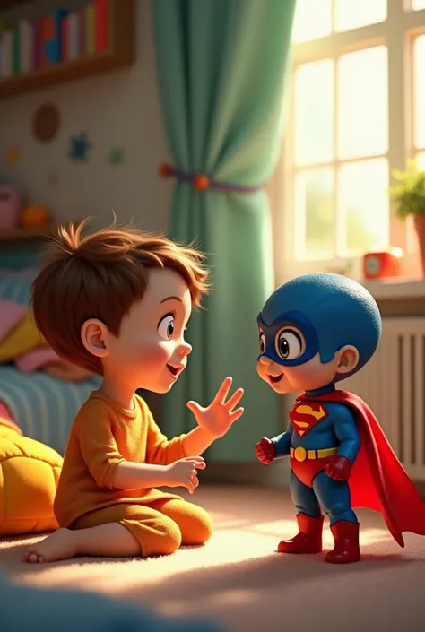  talking with mini superhero toy 