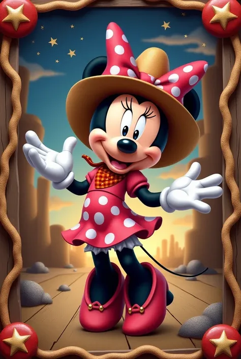 Cowgirl Minnie Mouse themed birthday invitation 