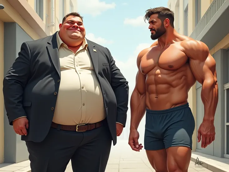 Draw 2 men ,  A fat man and a muscular man