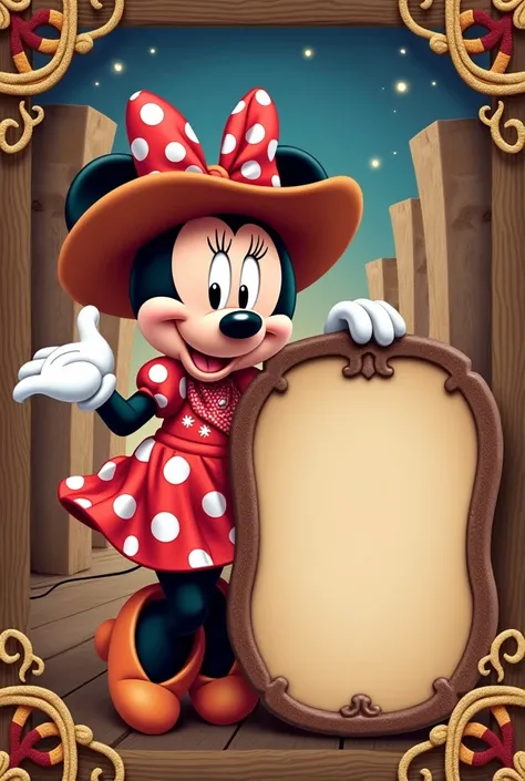 Cowgirl Minnie Mouse themed birthday invitation 