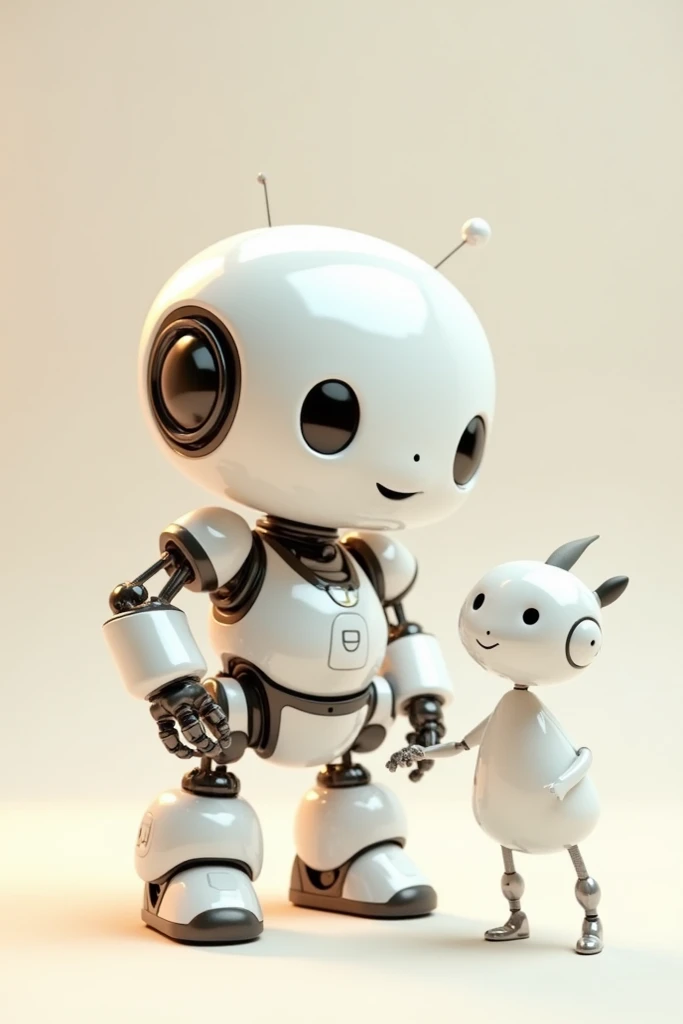  Cute robot making different expressions such as talking, smile greet 