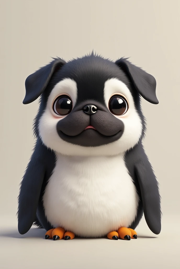 penguin　Face only pug 　cute　whole body　 best quality,  high detail, 