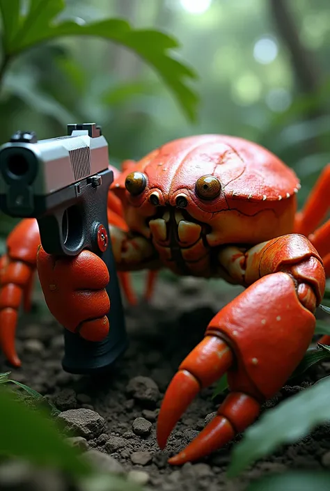 Venezuelan crab with a gun in his hand