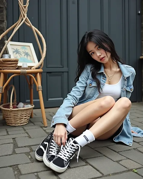 Long black hair, beautiful 18-year-old girl, ultra-realistic photo, 