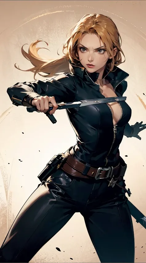 assassin, female, tan skin, dynamic pose, perfect body, perfect quality, ominous background