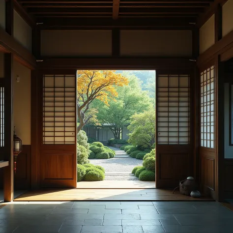  the entrance to an old and beautiful Japanese house。 It is an important element that symbolizes traditional Japanese culture 。The front door is closed

What is the garden landscape、 is surrounded by nature 、Four Seasons Discount々 It adds Japanese beauty t...